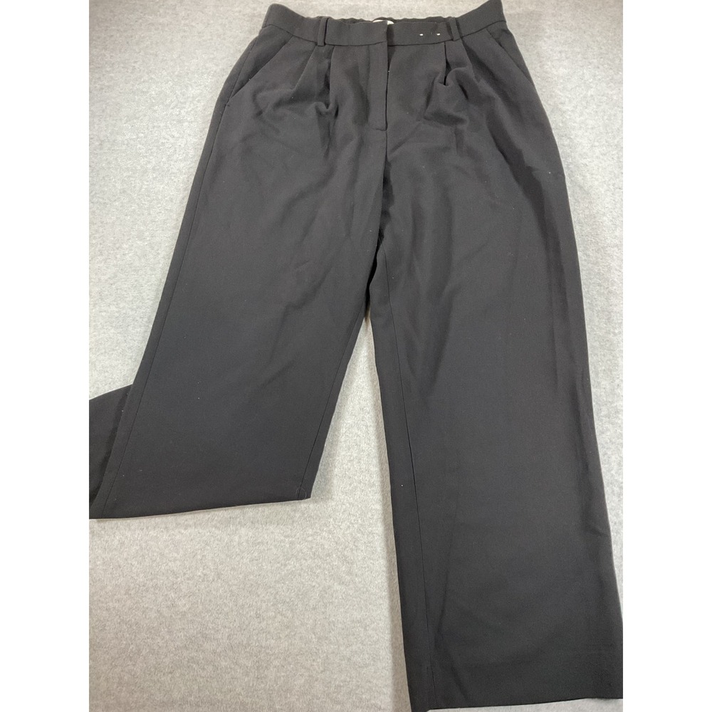 Abercrombie & Fitch Black Wide Leg Pleated Trousers Size 14/32 Waist 2674